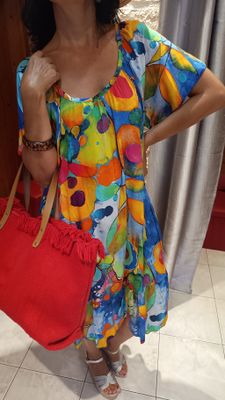 Robe midi Desy bleu multicolore 