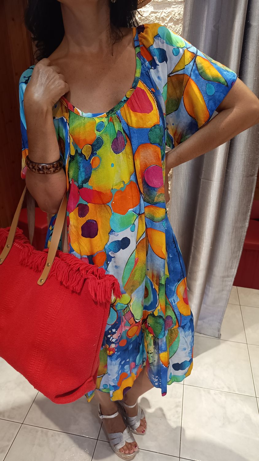 Robe midi Desy bleu multicolore 