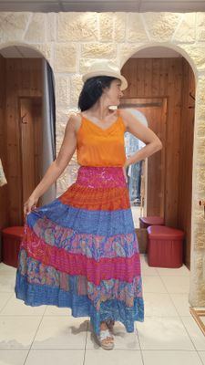 Jupe longue Zingara bleu multicolore