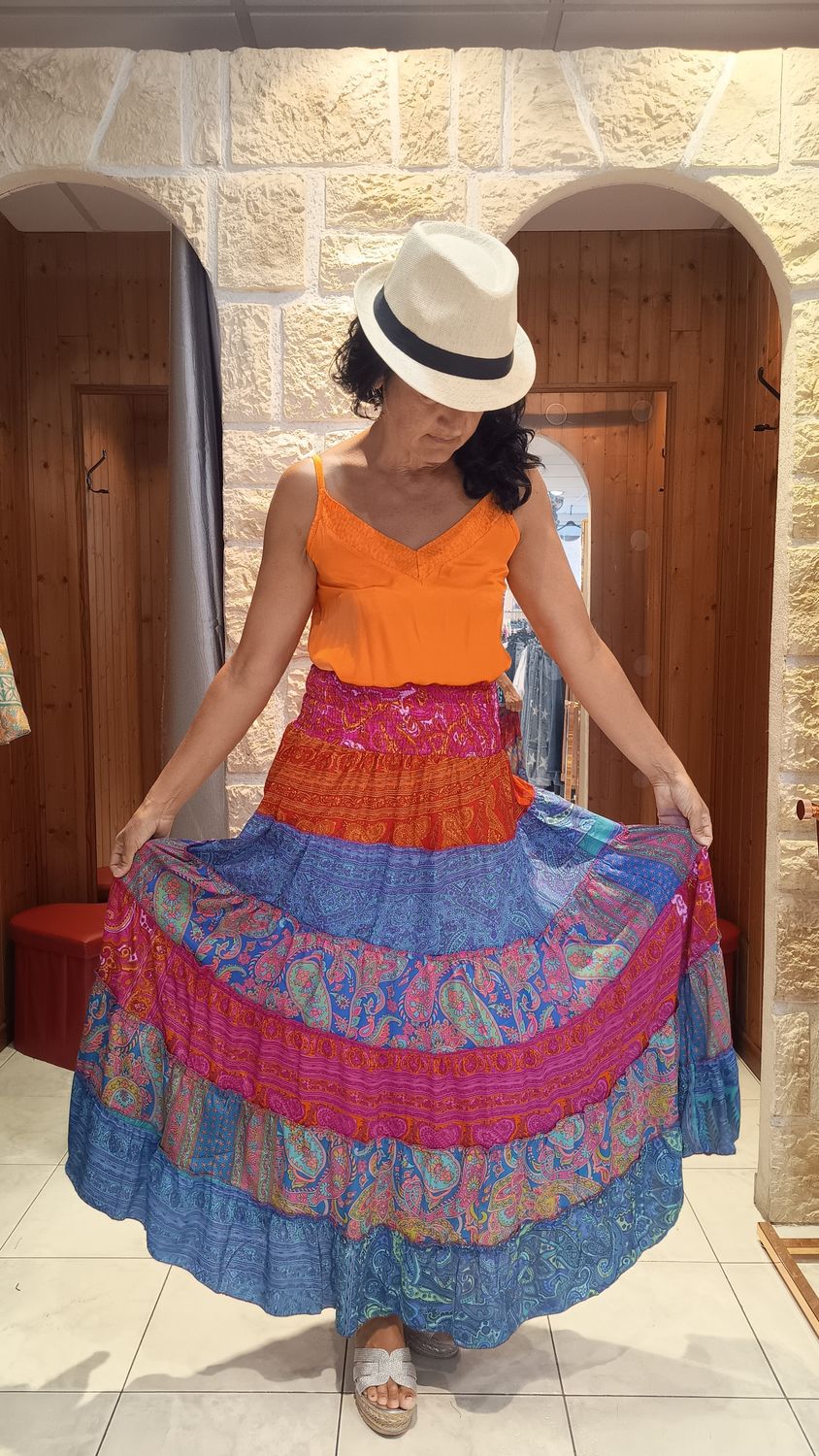 Jupe longue Zingara bleu multicolore