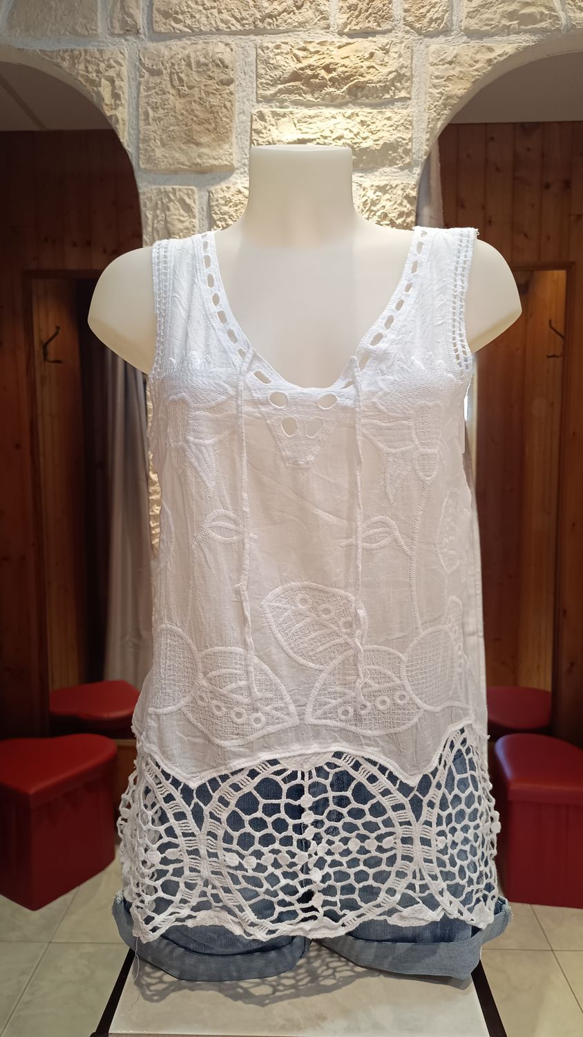 Débardeur dentelle blanc 