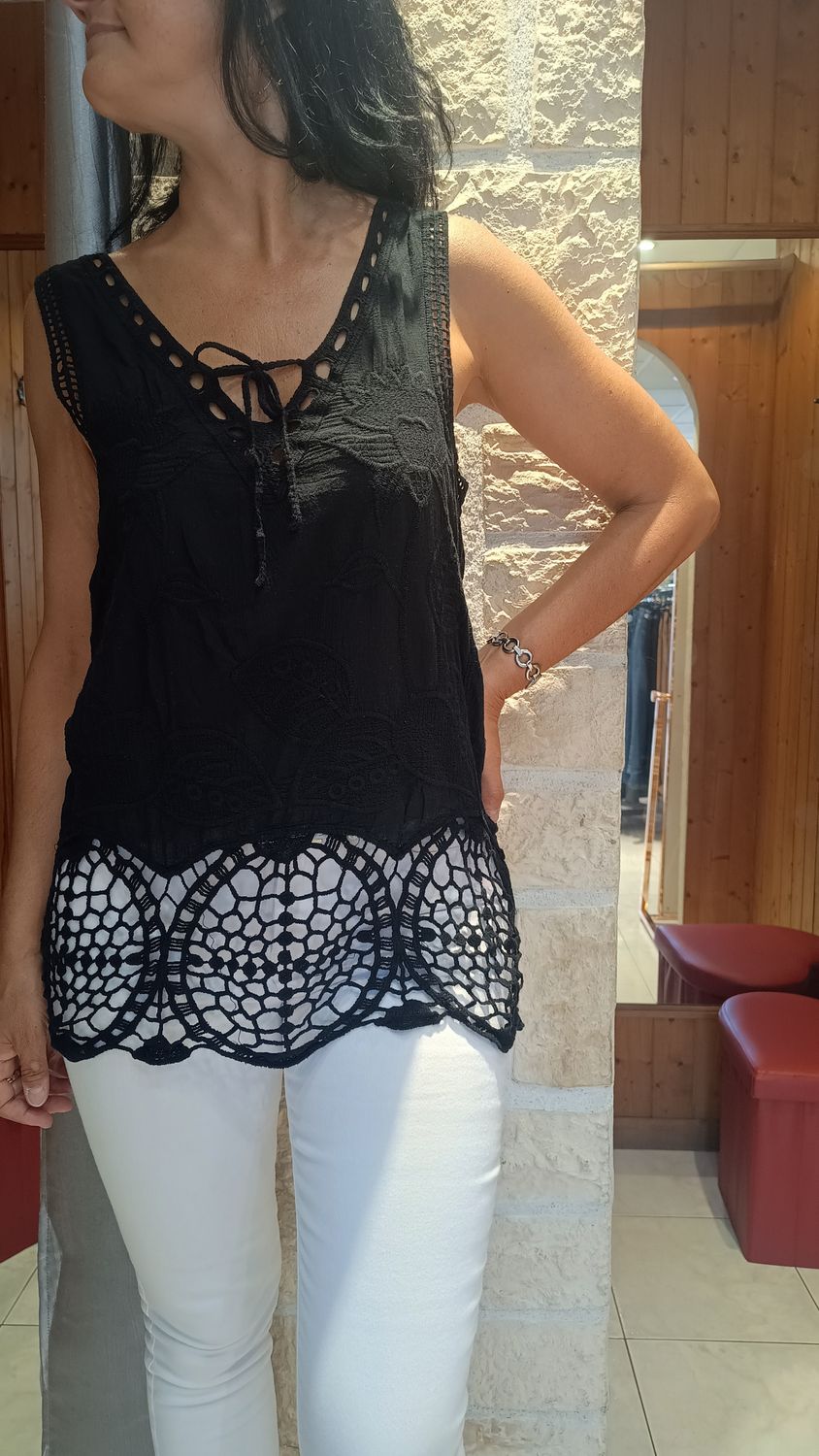 Débardeur dentelle noir