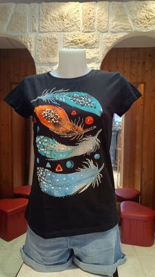T-shirt Indi noir turquoise 