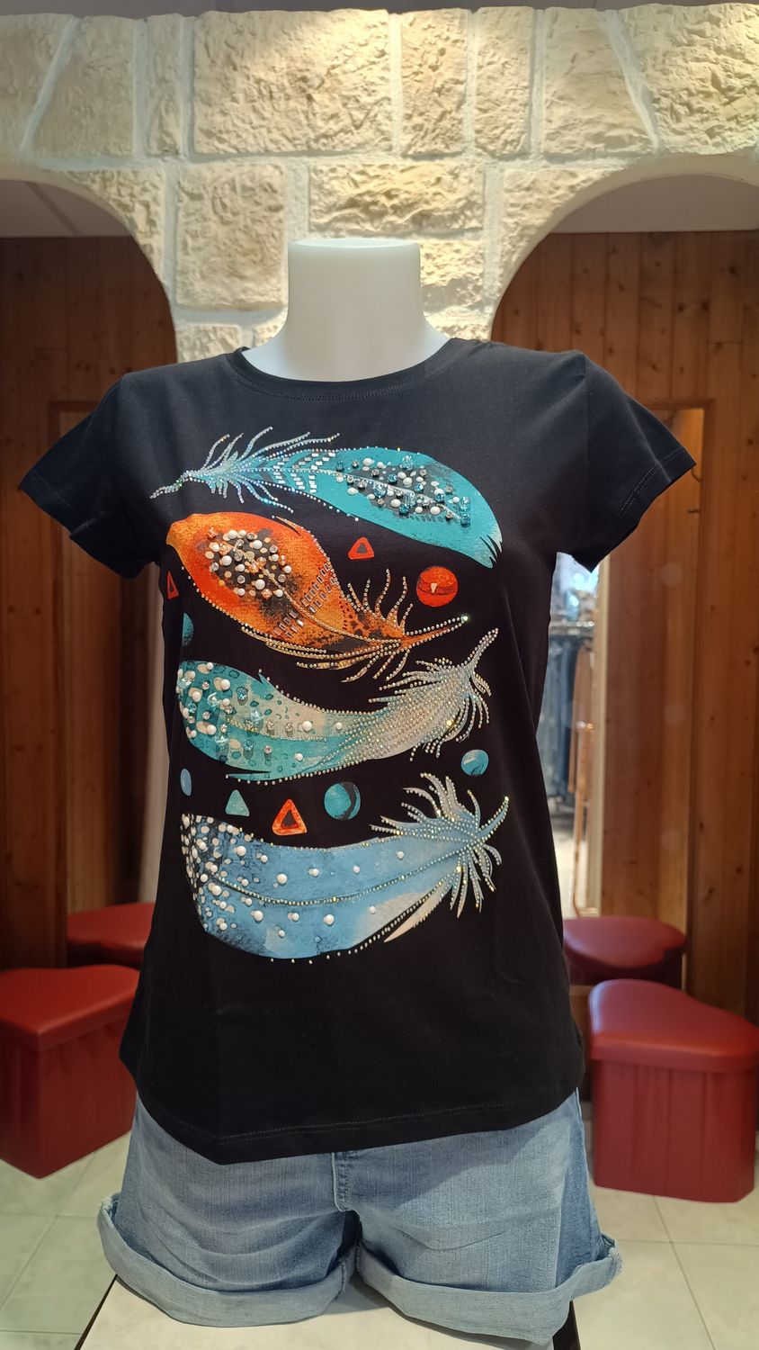 T-shirt Indi noir turquoise 