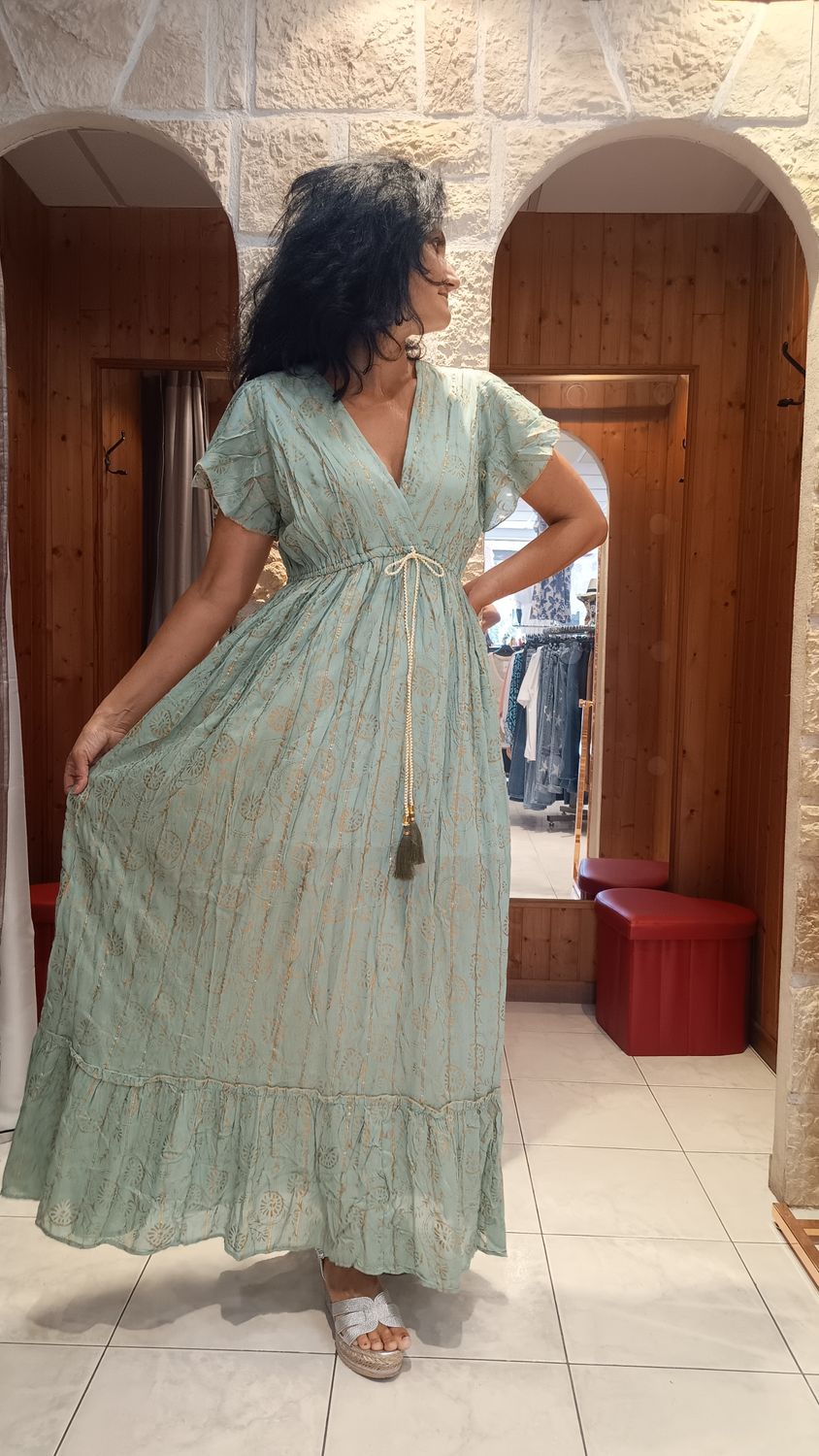 Robe longue Santorini vert d' eau 