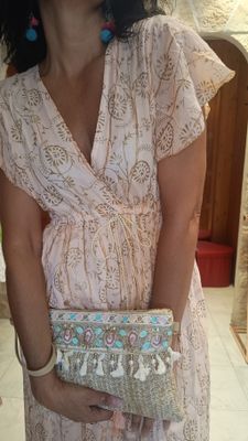 Robe longue Santorini rose poudré 
