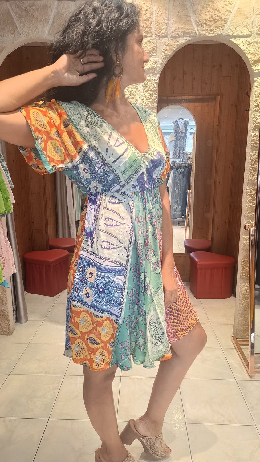 Robe courte Patchwork vert Robe courte Patchwork vert