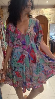 Robe courte Jungle multicolore 
