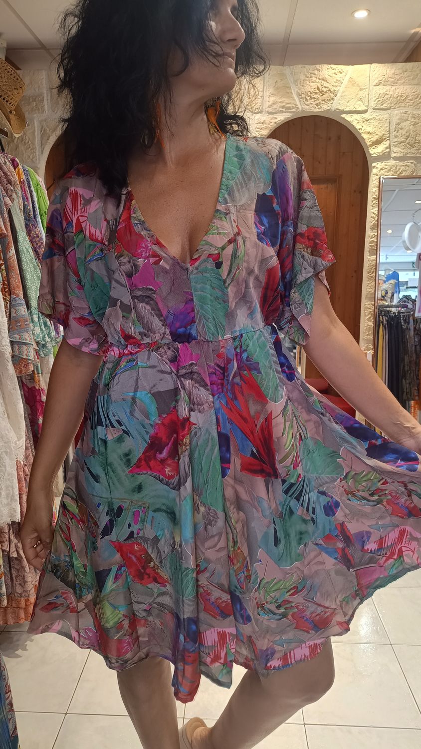 Robe courte Jungle multicolore 