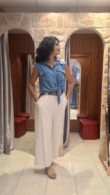 Pantalon fluide beige 