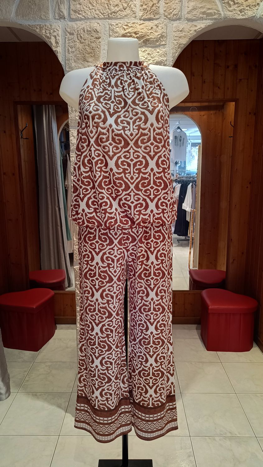 Ensemble Summer imprimé marron 