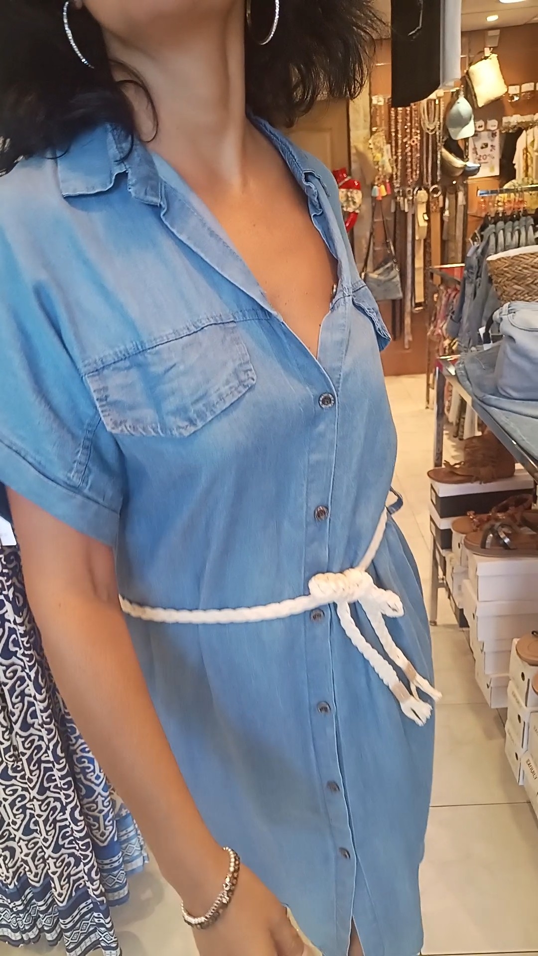 Robe chemisier jean bleu