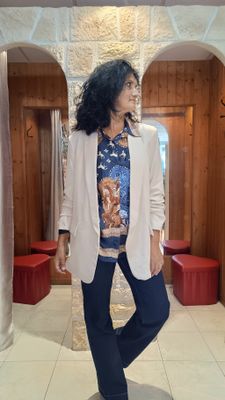 Veste blazer long écru 