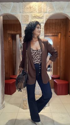 Veste blazer long chocolat 