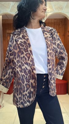 Veste suédine imprimé léopard 