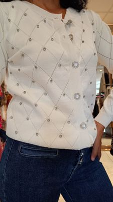 Cardigan strass blanc cassé 