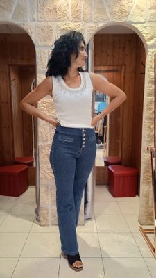 Jean taille haute bleu