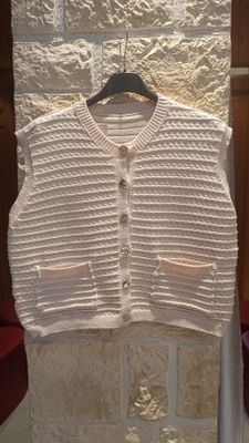 Gilet maille sans manches beige 