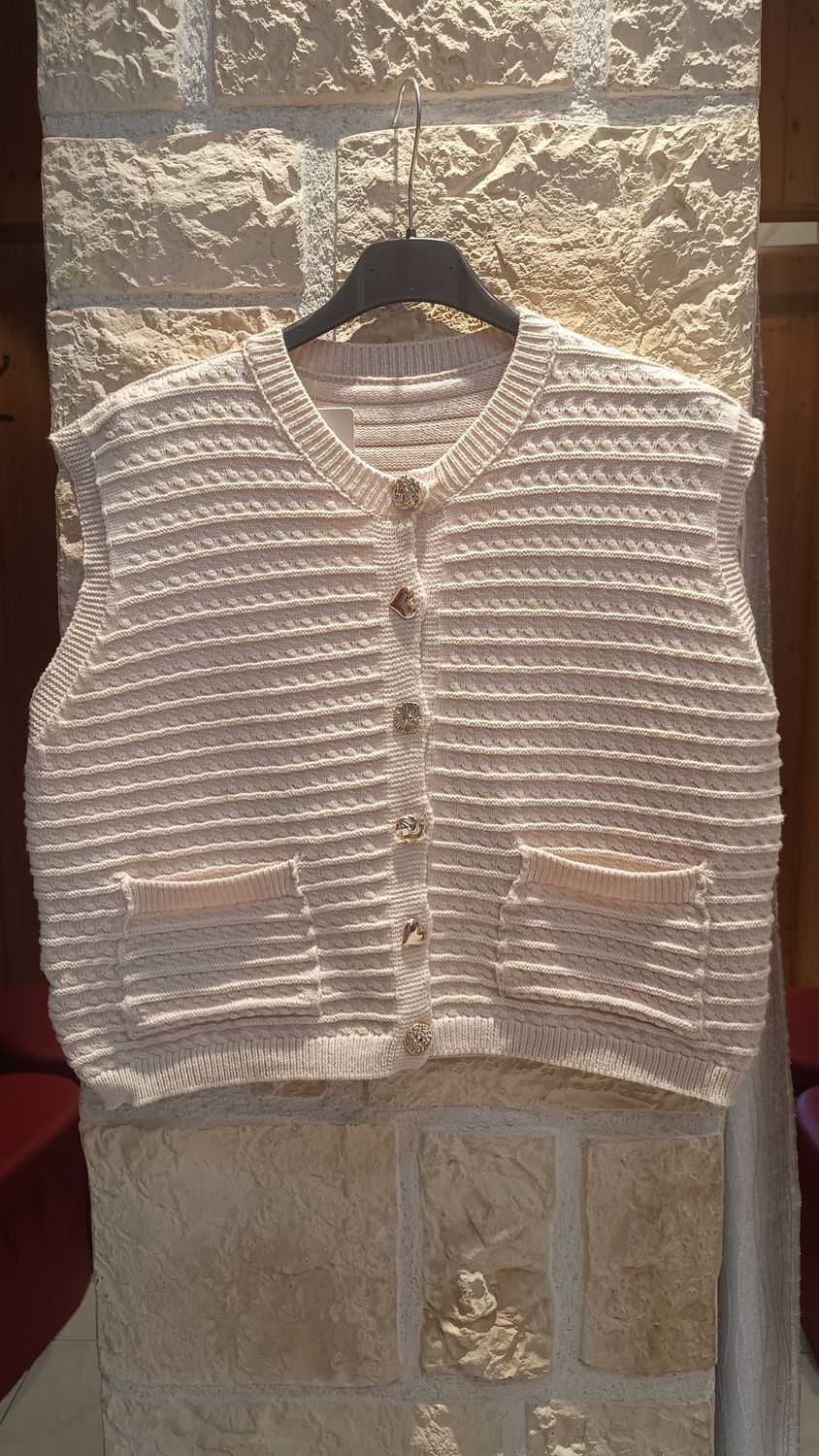 Gilet maille sans manches beige 