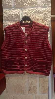Gilet maille sans manches bordeaux 