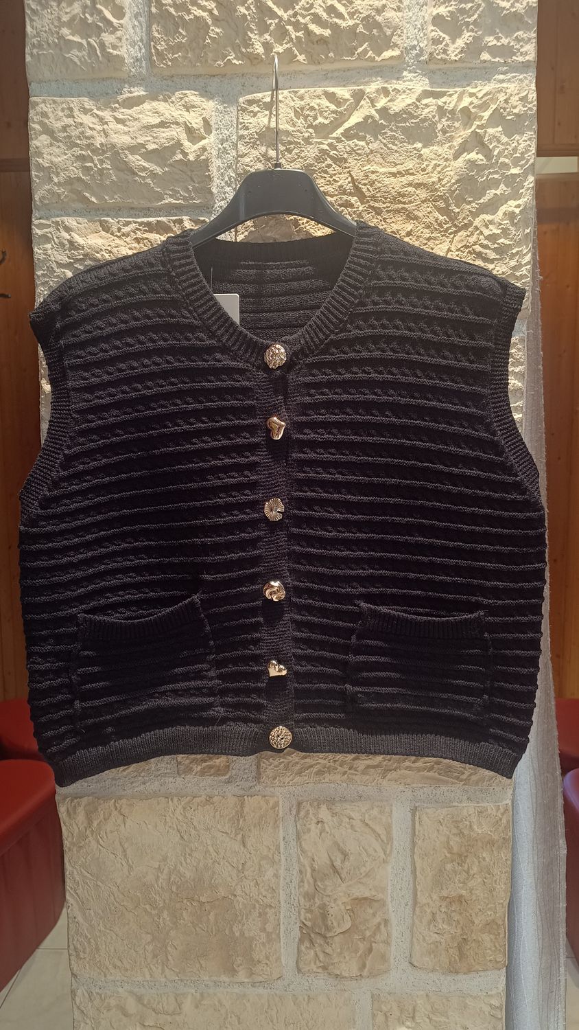 Gilet maille sans manches noir 