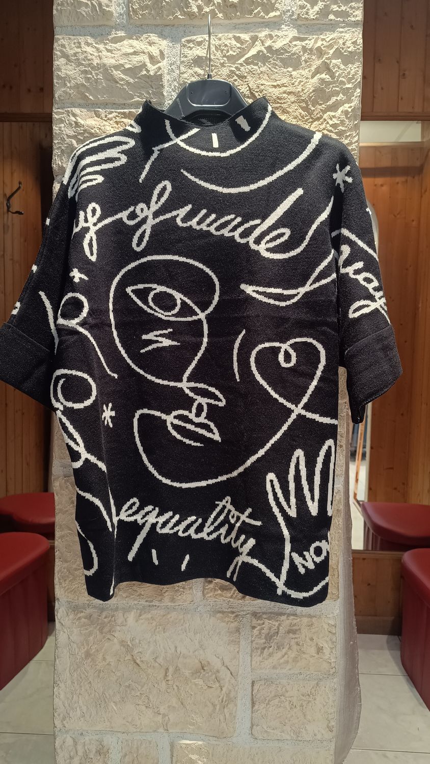 Pull Mara imprimé graphique noir