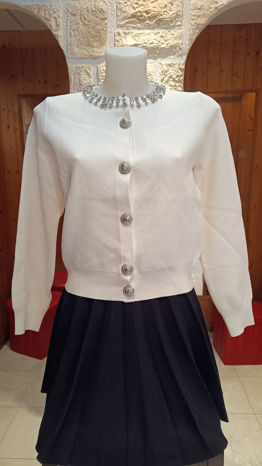 Gilet Céline strass blanc 