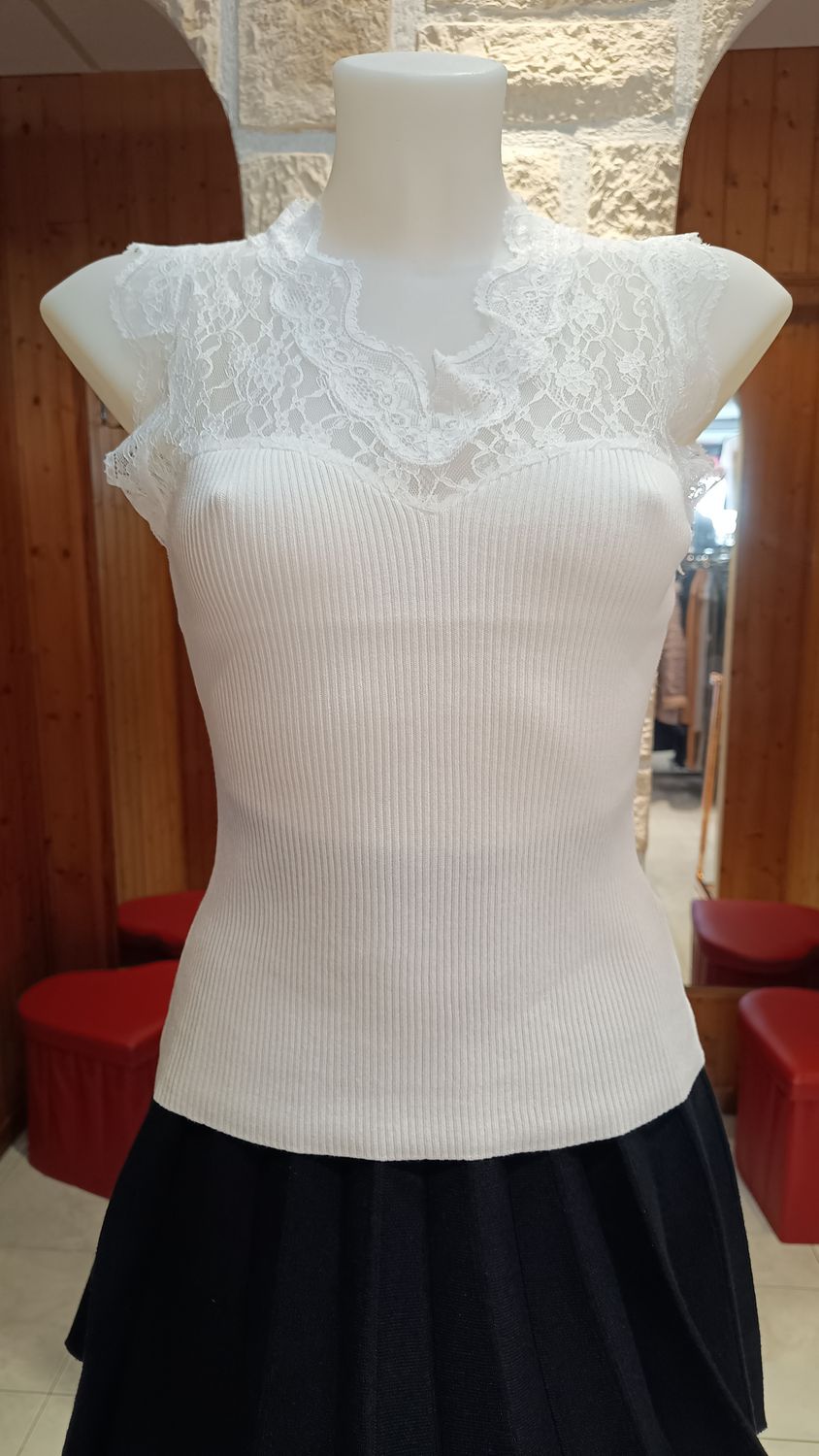 Tricot sexy dentelle blanc 