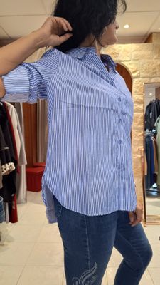 Chemise à rayures bleu strass 