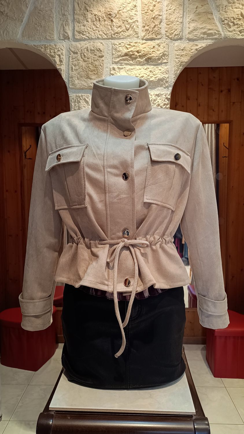 Blouson suédine beige 