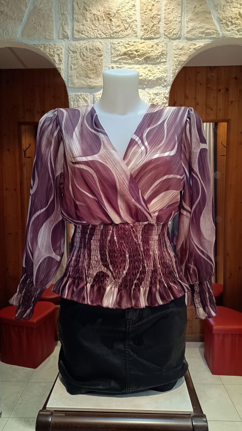 Blouse croisée bordeaux 