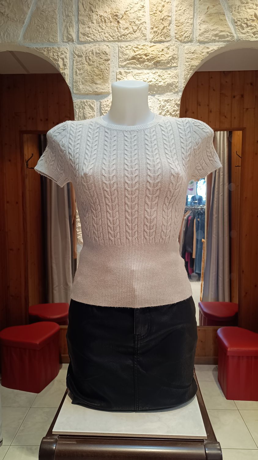 Tricot torsades beige 