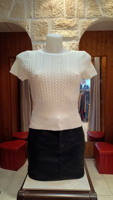 Tricot torsades crème 