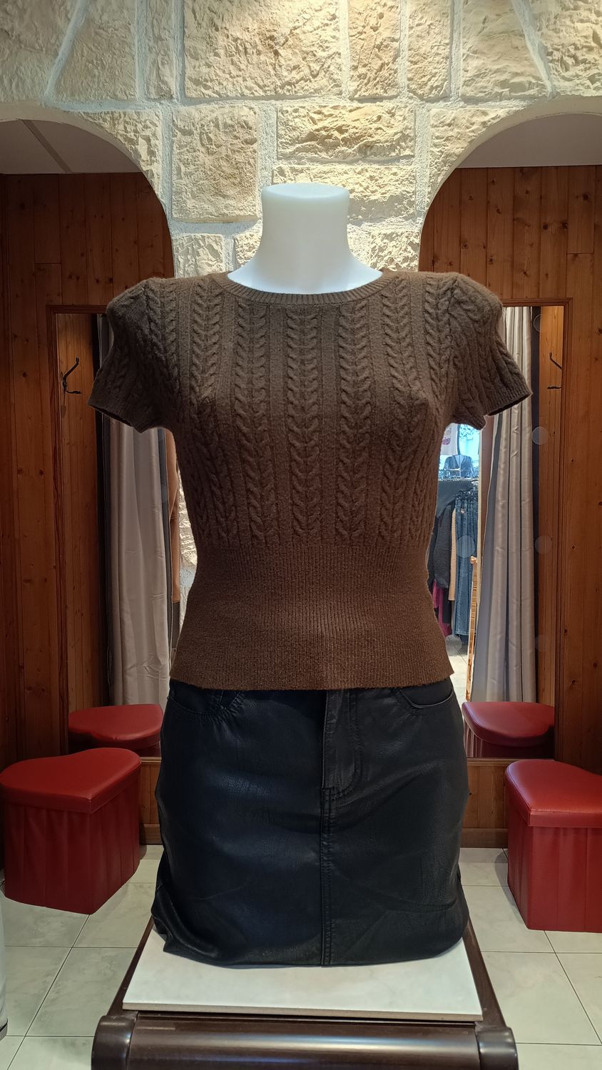 Tricot torsades chocolat 