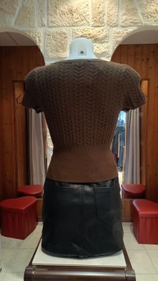 Tricot torsades chocolat
