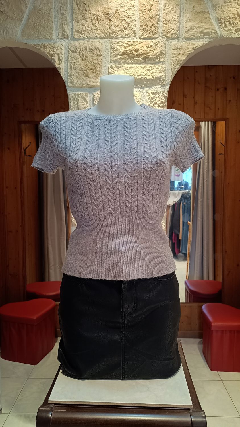 Tricot torsades gris 
