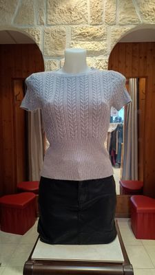 Tricot torsades gris 