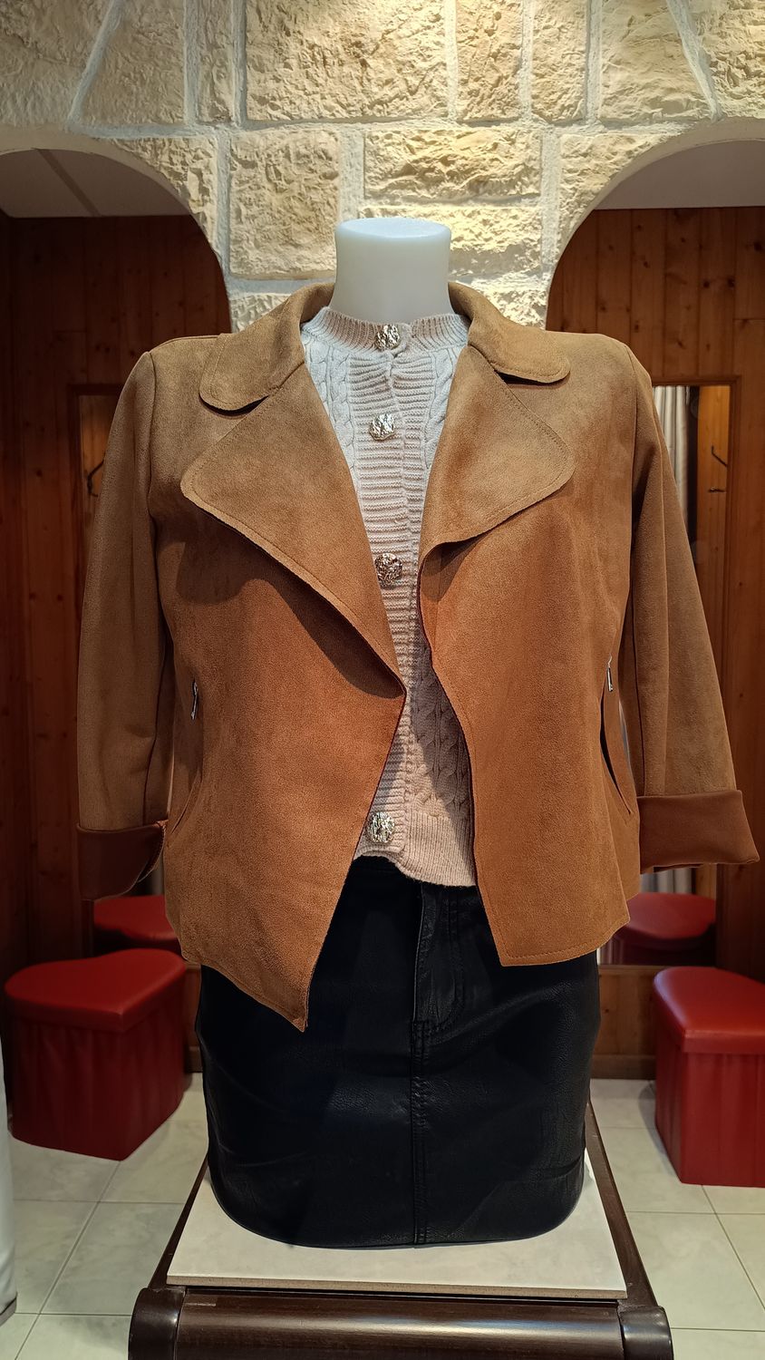 Veste suedine Casual camel 