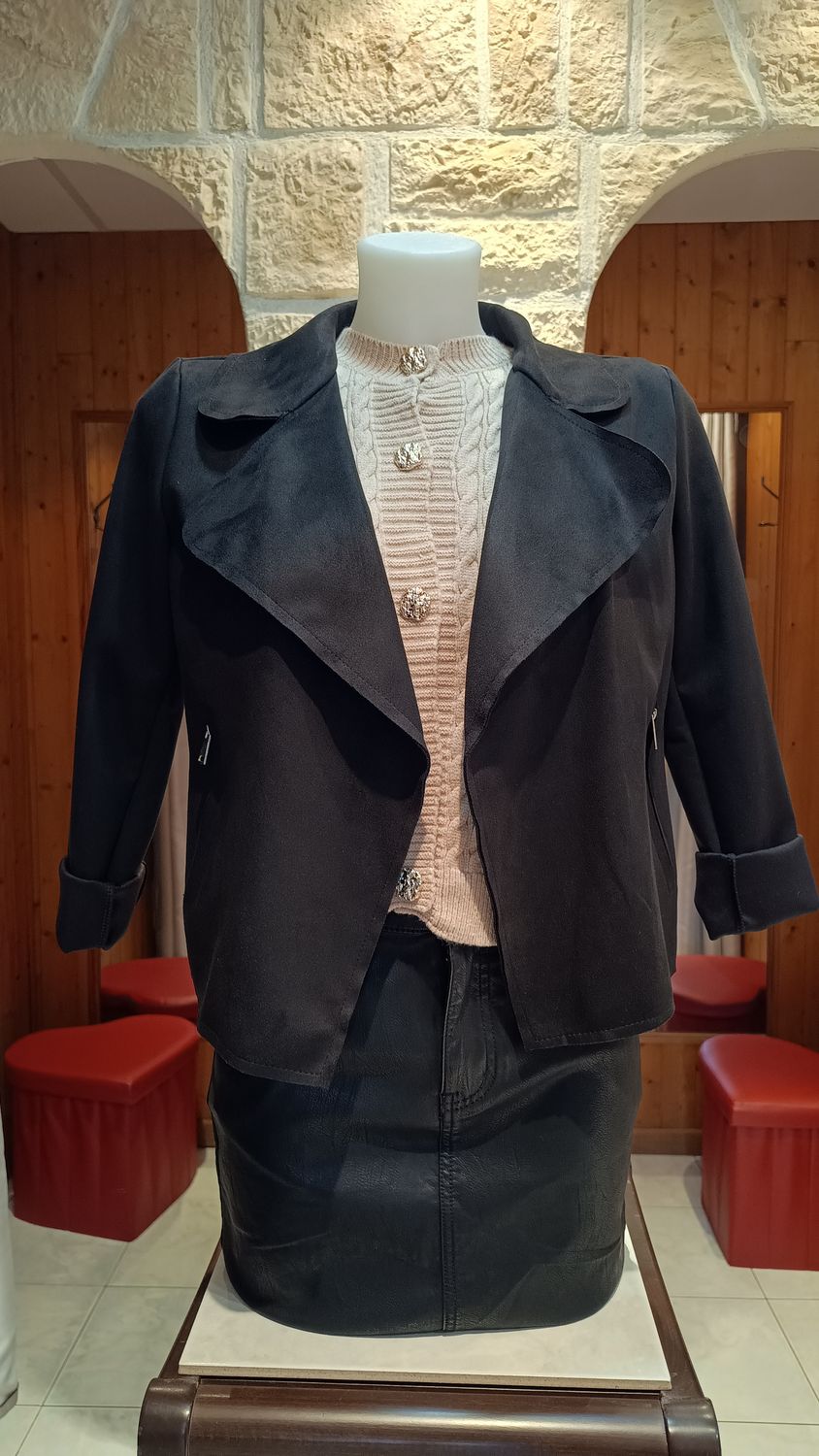 Veste suedine Casual noir