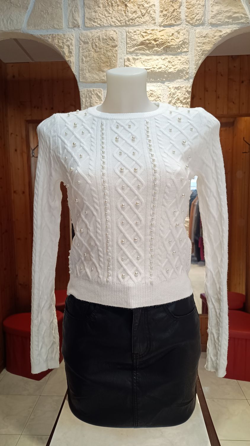 Pull Lauren perles blanc 