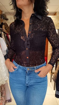 Body chemise dentelle noir