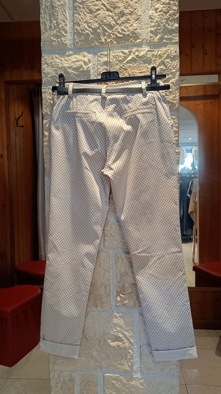 Pantalon Chino imprimé beige