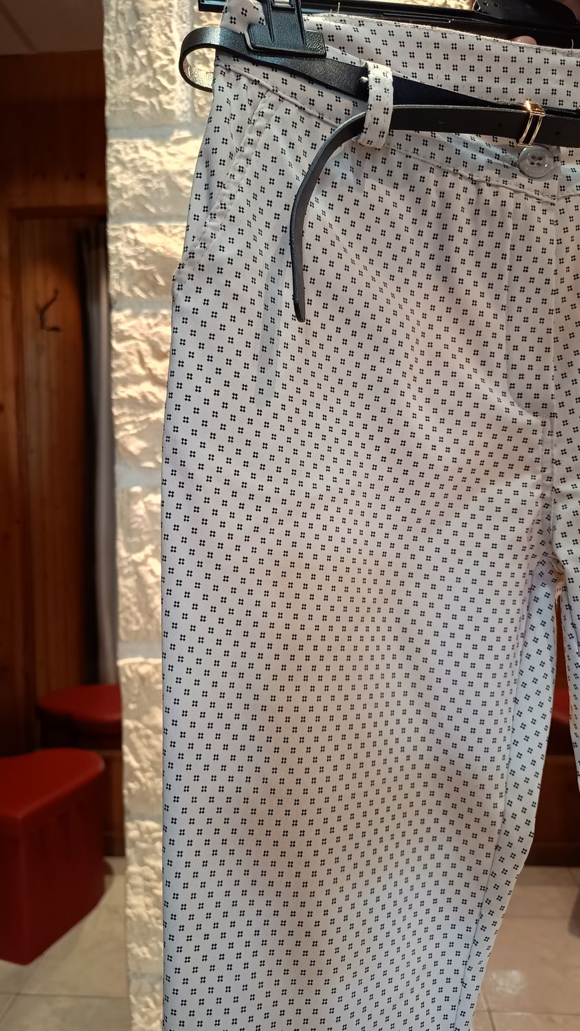 Pantalon Chino imprimé beige