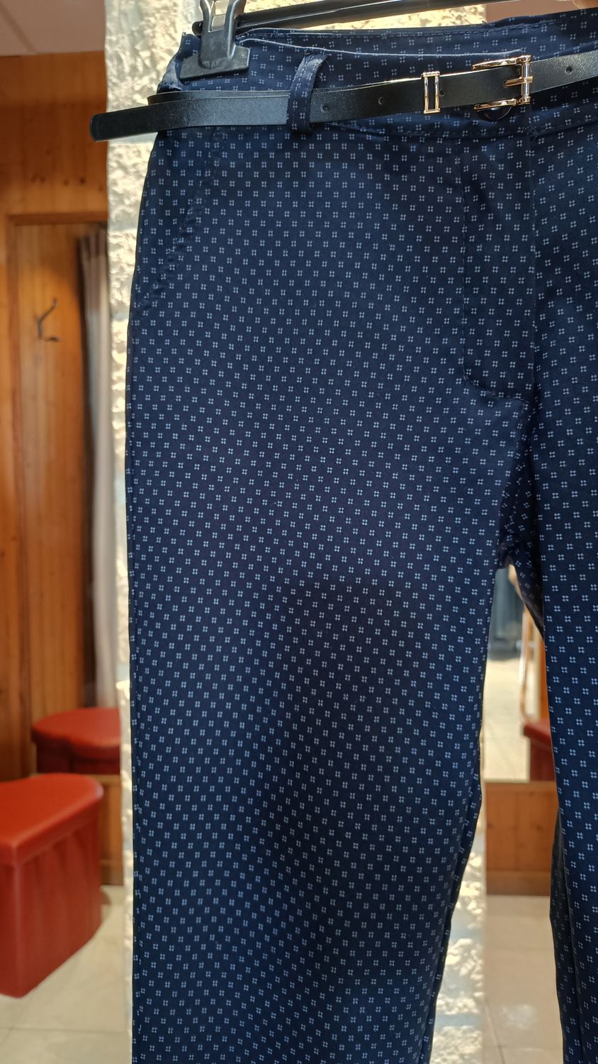 Pantalon Chino imprimé bleu marine 