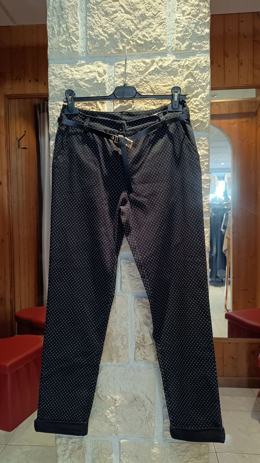 Pantalon Chino imprimé noir 