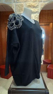 Pull oversize perles noir 
