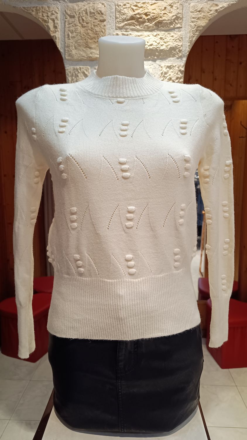 Pull Motifs crème 