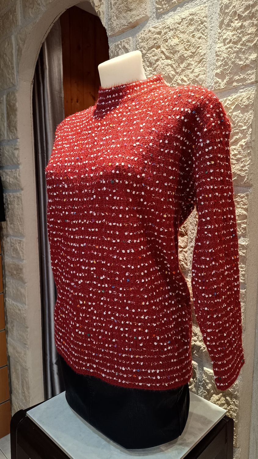 Pull Confettis bordeaux 