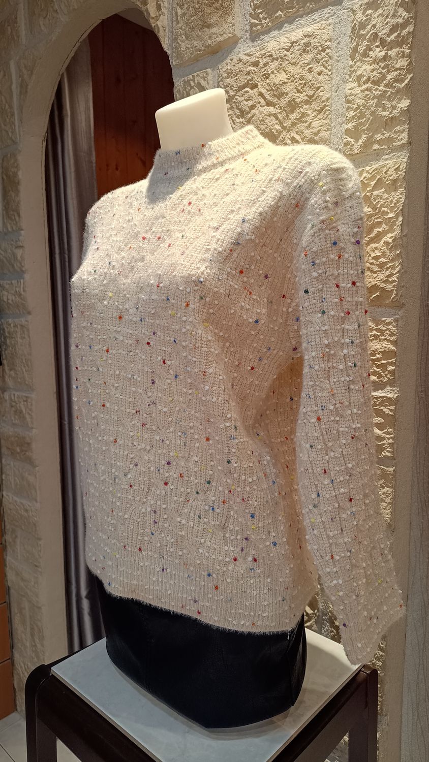 Pull Confettis beige 
