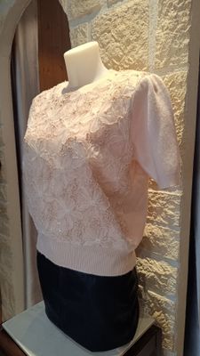 Pull Zara fleurs rose poudré 